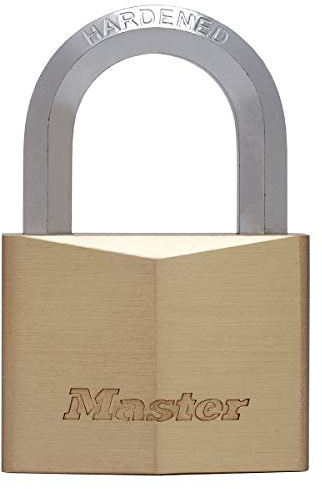 Master Lock 1165EURD Cadenas à Clé en Laiton Massif et Anse Hexagonale, Doré, 9,1 x 6 x 2,6 cm