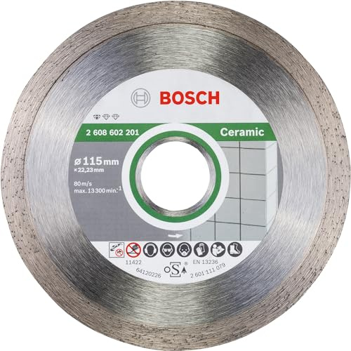 Bosch 10x Ceramic Cut Disc Precision f. Small Grinders 22.23mm | for Hard Ceramic Tiles, Marble, Ø 115 mm, Professional Accessory Small Angle Grinder