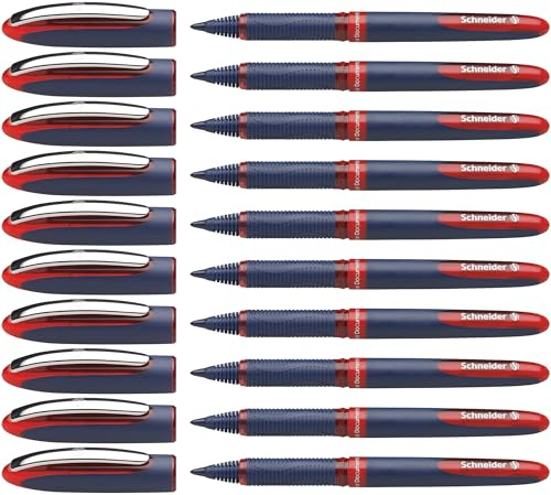 Schneider 183002 One Business Tintenroller (Dokumentenecht mit 0,6 mm Strichstärke, Made in Germany) 10er Pack, rot