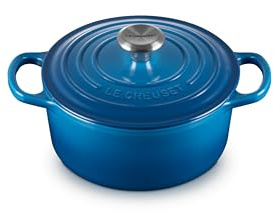 Le Creuset Signature Enamelled Cast Iron Round Casserole Dish With Lid, 18 cm, 1.8 Litre, Marseille Blue