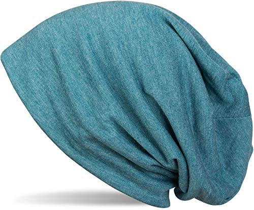 styleBREAKER Klassische Slouch Beanie Mütze, leicht und weich, Longbeanie, Unisex 04024018, Farbe:Petrol-Blau meliert