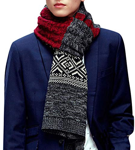 Yuson Girl Bufanda Punto Hombre Mujer la Tela Escocesa Cozy Lana Abrigo Del Mantón Cuello Bufanda Regalos Para Hombre Mujer(Rojo)