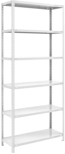 eurokraft | Schraubregal | Bauart leicht | kunststoffbeschichtet | Regalhöhe 2500 mm | Bodenbreite 1000 mm | Tiefe 500 mm | Grundregal