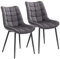 WOLTU Esszimmerstühle 2er Set Küchenstuhl Polsterstuhl Wohnzimmerstuhl Sessel mit Rückenlehne, Sitzfläche aus Samt, Metallbeine, Dunkelgrau BH142dgr-2