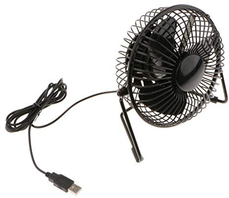 Tubayia Mini ventilatore da scrivania USB con orologio a LED e indicatore di temperatura