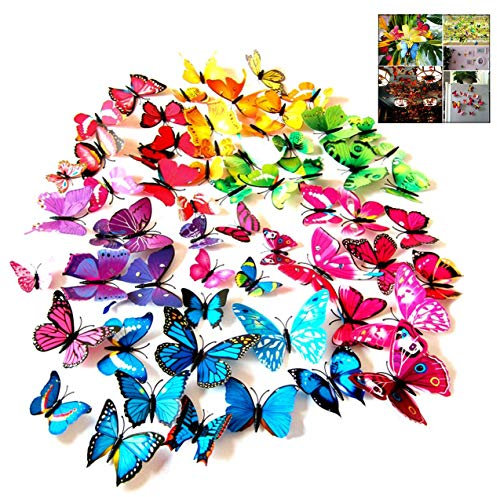 iwobi 72 pezzi 3D Farfalle Decorazione per la Casa e la stanza, adesivi da parete per camera da letto soggiorno