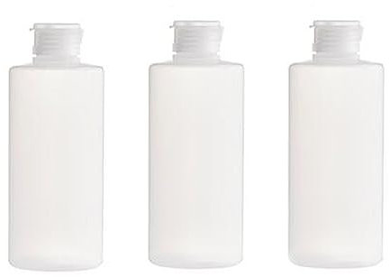 Upstore 3 flaconi vuoti da 200ml in plastica trasparente riutilizzabili con tappo a scatto da viaggio trucco cosmetici articoli da toeletta contenitori per shampoo bagnoschiuma toner lozione