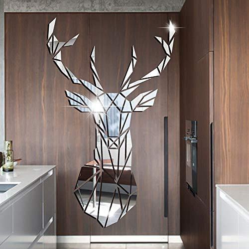 3D Spiegel Hirsch Wandtattoos Wandbilder Dreidimensionale Wandaufkleber Aufkleber DIY Deko Wandtattoo Wohnzimmer Schlafzimmer Tv Sofa Hintergrund Wandkunst Wandsticker