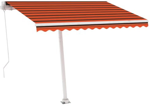 vidaXL Gelenkarmmarkise Einziehbar mit LED Markise Sonnenmarkise Balkonmarkise Sonnenschutz Standmarkise Terrasse Garten 300x250cm Orange Braun