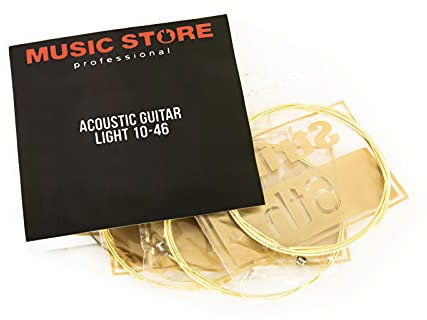 MUSIC STORE Acoustic Guitar Strings 10-46, Westerngitarrensaiten, Light, Warm, voller Klang, geeignet für alle Arten von Westerngitarren, 80/20 Bronze