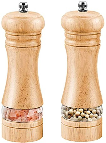 DIFCUL Moulins à Poivre et Sel, Salieres et Poivrieres Bois, Réglables Avec Broyeur à épices en Céramique, Moulin Classique Poivrière, Lot de 2, Manuel Moulins à Épices