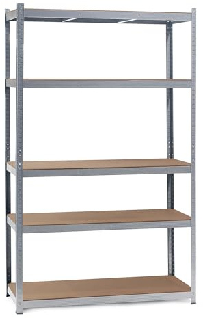 Wiltec Scaffale per carichi pesanti zincato 120x50x204cm Scaffale a incastro 5 ripiani 200kg/piano