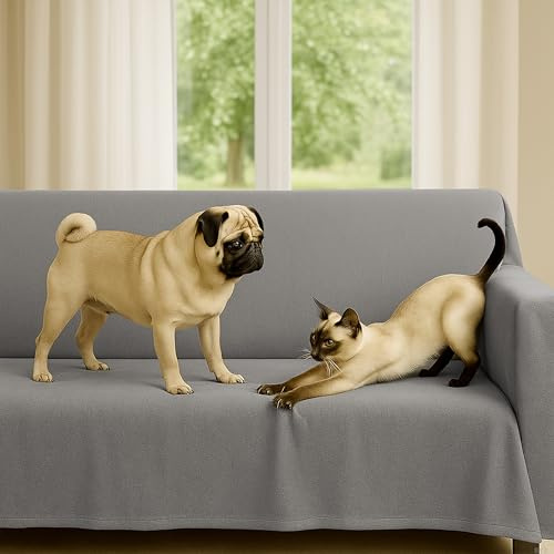 Byour3 - Sofaüberwurf 3 4 2 Sitzer Dicke Baumwolle Gemischter Sofa Cover Mehrzweck Sofabezug Auch Für Ecksofa L U Form Sofa-Couch Abdeckung Alles Abwaschbar Beständig (Stahlgrau, 3-Sitzer)