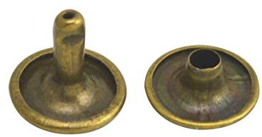 Fenggtonqii Bronzefarbene Doppelkappen-Ledernieten, röhrenförmige Metallnieten, Kappe 15 mm und Pfosten 8 mm, 60 Sets