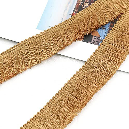 5 Metros 2,5 cm Borla Flecos, Cinta Decorativa, Banda Decorativa, Accesorios Costura para Ropa, Disfraces, Manualidades, Cortinas, Mantel, Camino Mesa, Decoración, Color Marrón