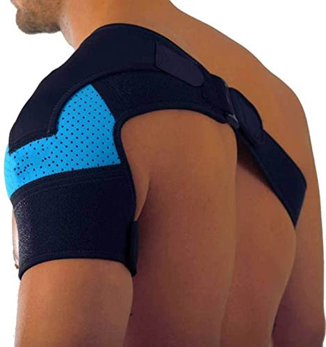AADECOR [2 Pack] Schulterstütze für Männer und Frauen - Stütz- und Kompressionsmanschette für gerissene Rotatorenmanschette, AC-Gelenkschmerzlinderung - Verstellbare Schulterbandage, universell,Blue