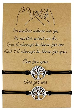 2 Bracelets Assortis Faits à la Main arbre de la vie Bracelet Couple, Femmes Amitié Graduation Couple Meilleur Ami Cadeau Anniversaire