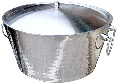 BREKX Insulated Stainless Steel Ice Bucket with Lid for Parties - Anchored Double-Walled Sweat-Free Drink Bucket for Extended Chill