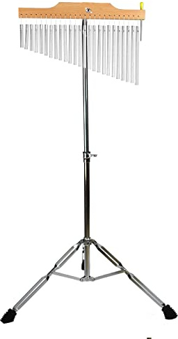 ENNBOM Bar Chimes with Adjustable Stand 25 Note 36 Note Single-row Wind Chime Musical Percussion Instrument (25 Note, Frosted silver)