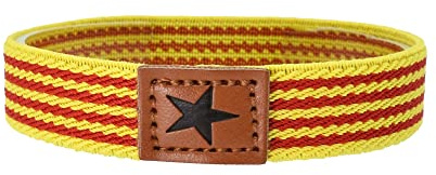 Herren- und Damenarmband aus Stoff mit der Flagge von Katalonien Senyera de Catalunya, elastisch und verstellbar für das Handgelenk, EIN modisches Unisex-Accessoire in Gelb, Rot, Blau und Weiß.