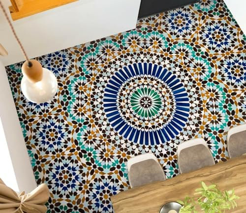 Boden Wandaufkleber Abnehmbare Wandtattoos 3D-Bodentapeten mit runden Blütenblättern, 150 x 105 cm Bodenfliesen Wandbilder Aufkleber Selbstklebendes Vinyl Wallpaper, Epoxidharz