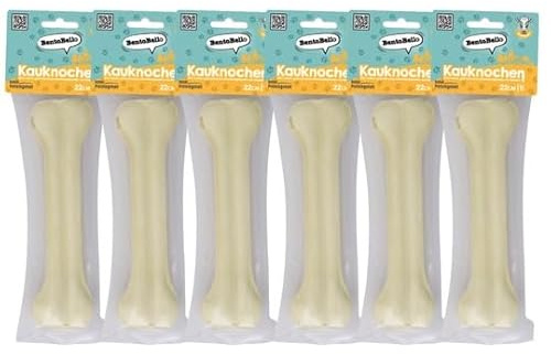 BentoBello Kauknochen 6er Pack (6×22 cm) – Premium Hundekauknochen, einzeln verpackt – Zahnpflege & Zahnreinigung für Hunde, hoher Proteingehalt, hochwertiger Hundekauartikel, neutraler Geruch