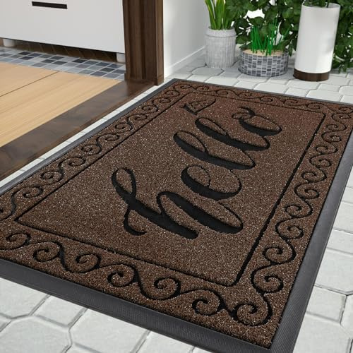 Yimobra Fußmatte Außen, Waschbar Fussmatte Aussen, Wetterfest & rutschfest - Schmutzfangmatte für Eingang, Flur, Garten, 120 x 80 cm, Braun