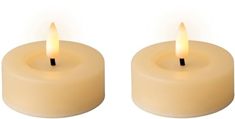 Lumineo LED Teelichter mit Timer 6,5x5cm 2 Stück - Outdoorkerzen mit 6 Stunden Timerfunktion - Flammenlose Kerzen als Outdoor Tischkerzen Dekokerzen Teelicht Kunstkerzen - Creme Warmweiß