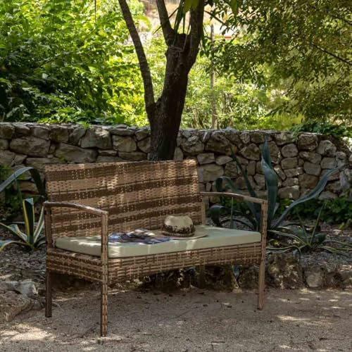 WANDERLUST DECO Banco de rattán Color gris 110x55x85