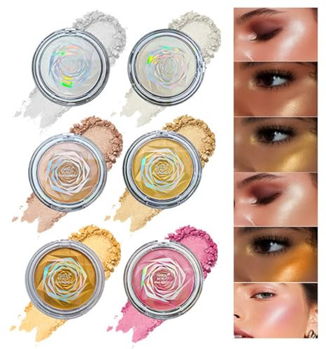 BeauFairy 6PCS Lidschatten, Schimmernder Crème-Lidschatten Perlen Finish Augen-Makeup Lidschatten Creme, Glitzer Eyeshadow, Blush Palette, Wasserfest & Langlebig, Lidschatten Pink Highlight Make Up