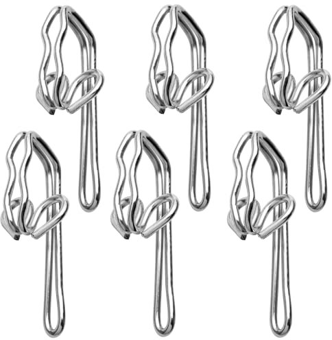 HRLORK 50 Pack Curtain Hooks Silver Metal Hooks Drapery Hook for Curtain of Window Study Bedroom Livingroom