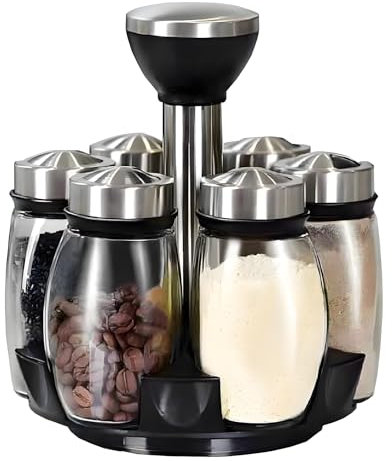 AGSYFFD Glass Spice Box Set 120ml Jars with Lids 6 Piece Rotating Glass Spice Bottles Kitchen Spice Boxes