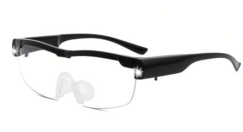250% Magnifying Glasses for Hobbies, Reading Wearable Glasses with 2 LED Lights 2.5X Magnify Sight Spectacles Magnifier Eyeglasses for Elderly Close Work Reading Jewellers Repairing