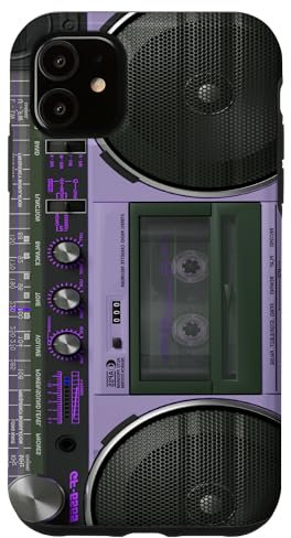 Boombox Throwback Retro Musik Stereo Lila Ghettoblaster Hülle für iPhone 11