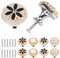 Fonyet 16 pomos redondos para muebles, modernos, minimalistas, de 30 mm, pomos para cajones, tiradores de armario con diseño de flores cromadas, para armarios, cómodas, cajones