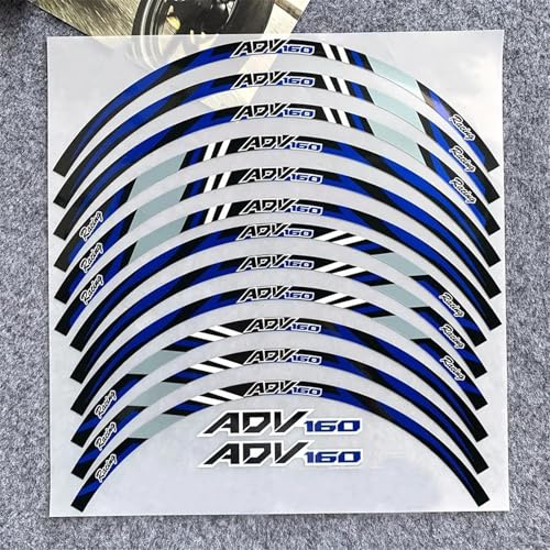 JAYWIS Moto Llantas Pegatinas Adhesivo para Rueda De Motocicleta, Calcomanías para Buje, Pegatinas, Cinta De Franja Exterior para Llanta, Accesorio para H&Onda ADV ADV160 Ruedas Calcomanías(Azul)