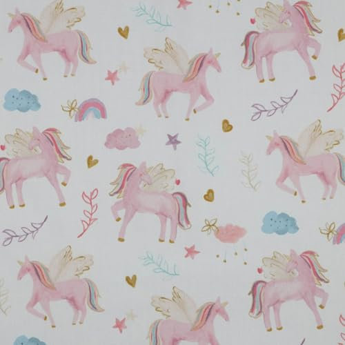 VmG-Store 1m Baumwollstoff zum Nähen 100% Baumwolle Nähstoff KEINE Meterware Kinderstoff Patchwork DIY Basteln Quilten Handwerken (Einhorn Digital Bc014)