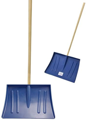 2 Pack 1.3m Snow Shovel - Pusher, Scooper, Mucking Out Emergencies | Ideal for Clearing Garden, Car, Truck, Driveway Etc | Strong & Durable Plastic Spade with Wooden Handle – Heavy Duty 130cm