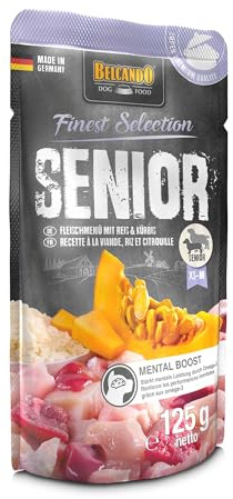 BELCANDO Senior Fleischmenü [12x125g mit Rind & Huhn] | Nassfutter für ältere Hunde | Feuchtfutter Alleinfutter im Einzelportionsbeutel für Senioren ab 7 Jahren
