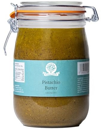 Nutural World - Crunchy Pistachio Nut Butter (1kg) ***Reusable Glass Jar*** Great Taste Award Winner - 100% Pure - Single Ingredient