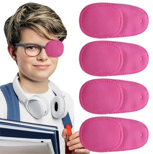 JEYORZY 4 Stück Augenklappen für Brillen, Strabismus Augenklappen, medizinische Augenklappen, zur Abdeckung des linken oder rechten Auges, stärkt die Sicht und verbessert die Amblyopie, Rosenrot