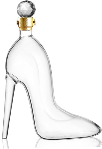 Wine Decanter, 350ml/12oz High-Heeled Shoes Shaped Whiskey Decanter with Bottle Cap, Creative Clear Whiskey Glasses for Bars Night Clubs Hotels Party