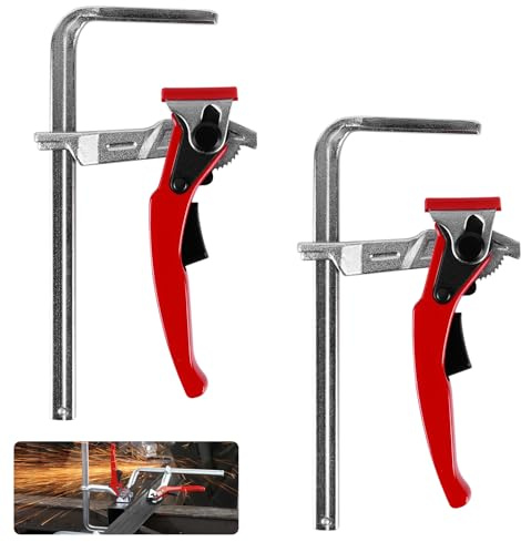 Lot de 2 serre-joint à levier,160 x 60 mm serre-joint de table tout acier, dégagement rapide antidérapant avec poignée à levier,élément de serrage pour tables multifonctionnelles pour Meulage,Coupe