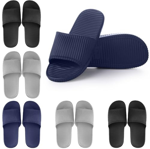 Shyyween 6 Pack Non Slip Shower Slides Lightweight Bath Slippers for Women & Men Pool Sandals for Home Hotel Gym Spa Pool (Multicolor,9.5-10 Women/8-8.5 Men)