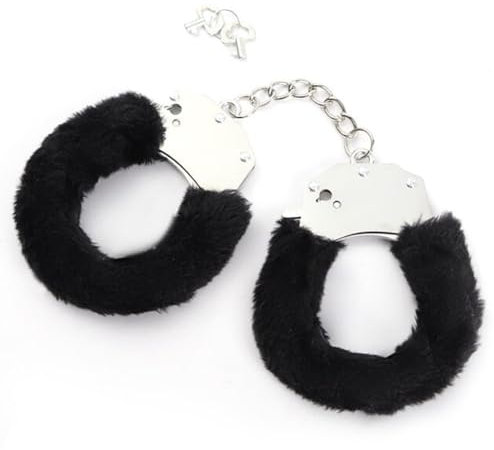 LQIOACU Manette per coppia, manette pelose (Nero)