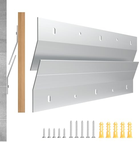 EFUTURETIME 1 Paar Z Klemmen Schwerlast 30cm Z-Klemmen zum Aufhängen mit 16° Neigung French Cleat Alulegierung für Schwere Rahmen Bettkopfteil Spiegel Großes Wandbild Schrank