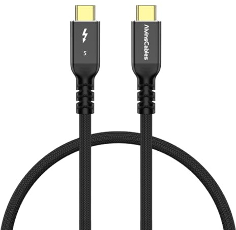 Alvin's Cables Cable Thunderbolt 5, 0.91 m USB-C a USB-C Cable 120Gbps Ancho de banda 240W PD Carga rápida 16K Visualización, Compatible con Thunderbolt 4/3, USB4, para MacBook, Egpu, Dock