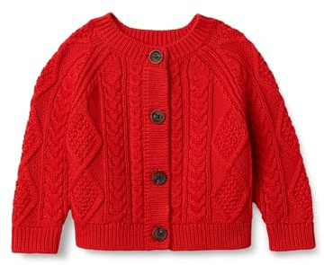 Amazon Essentials x Sofia Grainge Cardigan da pescatore Unisex Bambini e Ragazzi, Rosso, 4 anni
