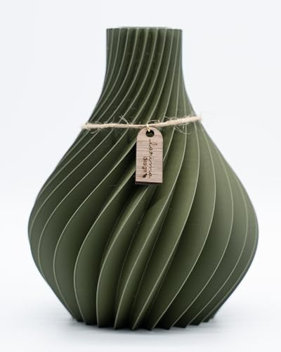 3D Druck Vase inkl. Glaseinsatz, Moderne minimalistische Vase. (grün, klein)