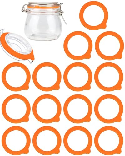 JUKOTA 12 piezas juntas de silicona de repuesto, 95 x 70 mm, para tarros de conservas, goma de conserva, juntas de silicona, anillos de goma para tarros de cristal (naranja)
